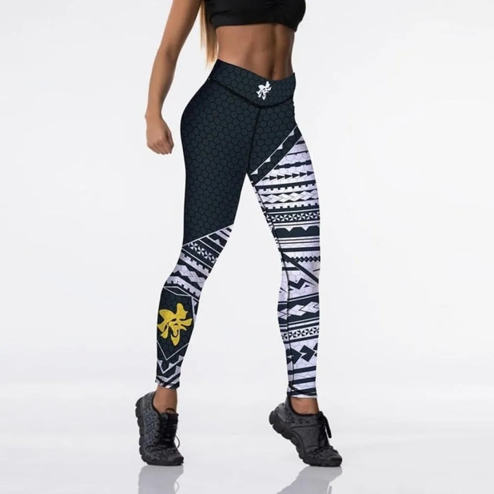 ContiNent 33 12%spandex Sexy High Waist Elasticity Women Digital Printed Leggings Push Up Strength Pants