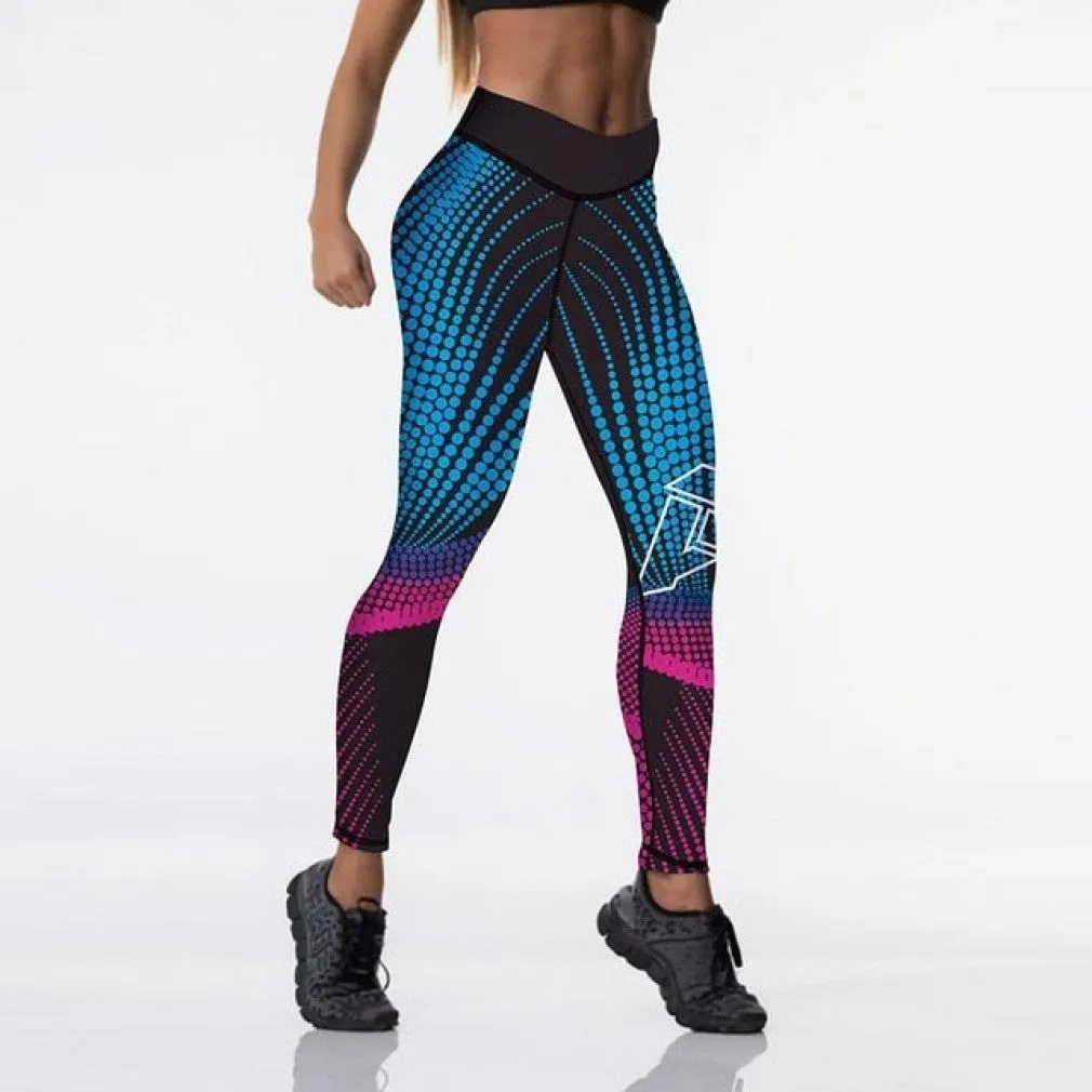 ContiNent 33 12%spandex Sexy High Waist Elasticity Women Digital Printed Leggings Push Up Strength Pants