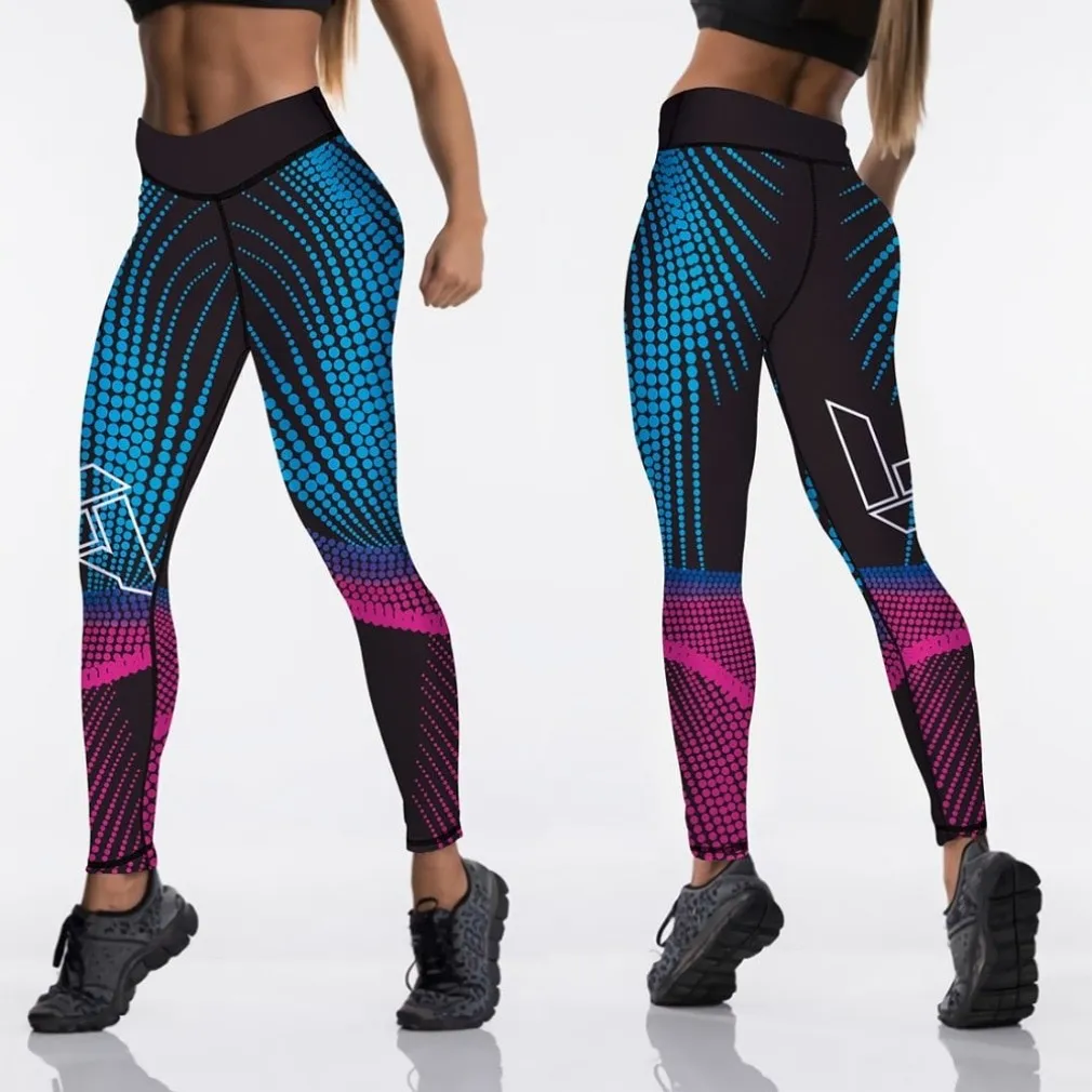 ContiNent 33 12%spandex Sexy High Waist Elasticity Women Digital Printed Leggings Push Up Strength Pants