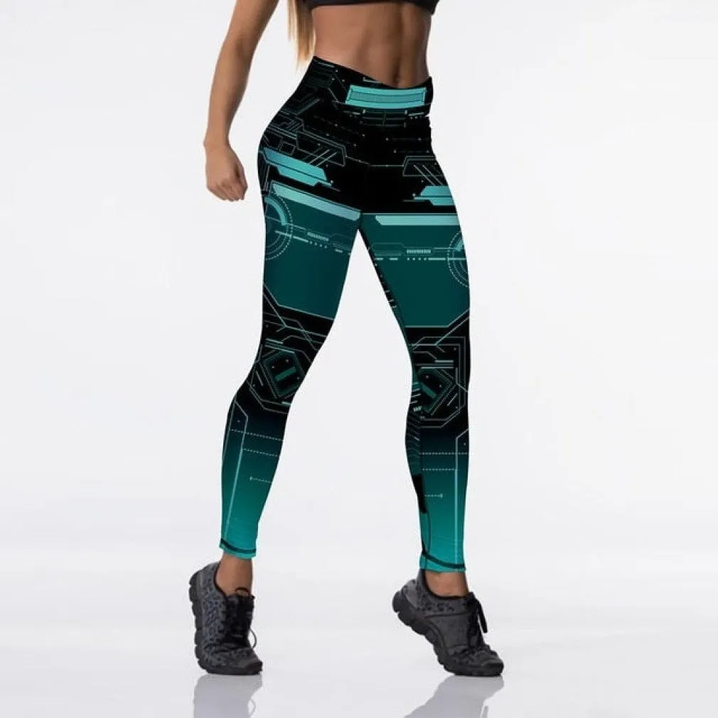 ContiNent 33 12%spandex Sexy High Waist Elasticity Women Digital Printed Leggings Push Up Strength Pants