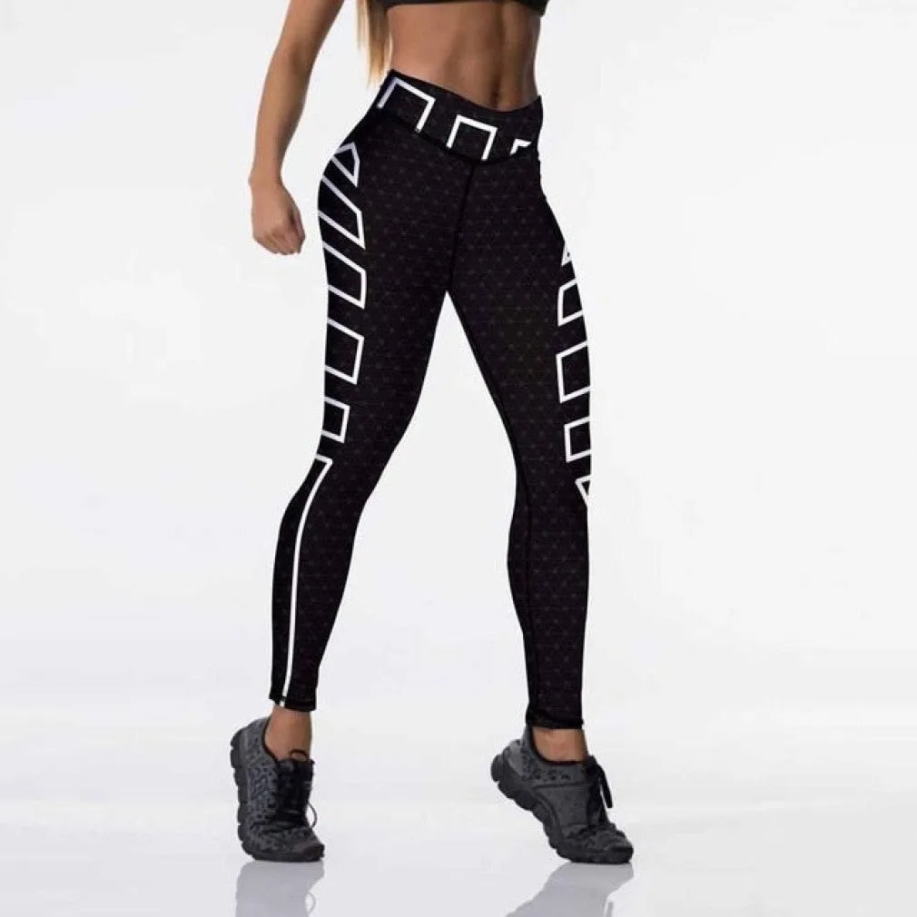 ContiNent 33 12%spandex Sexy High Waist Elasticity Women Digital Printed Leggings Push Up Strength Pants