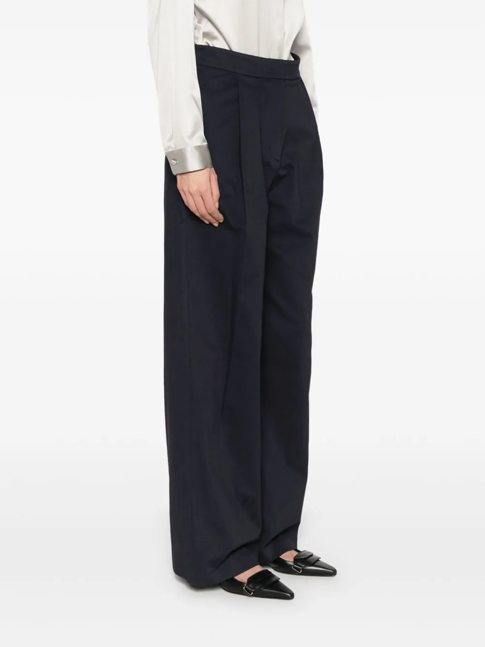 Cotton wide-leg trousers