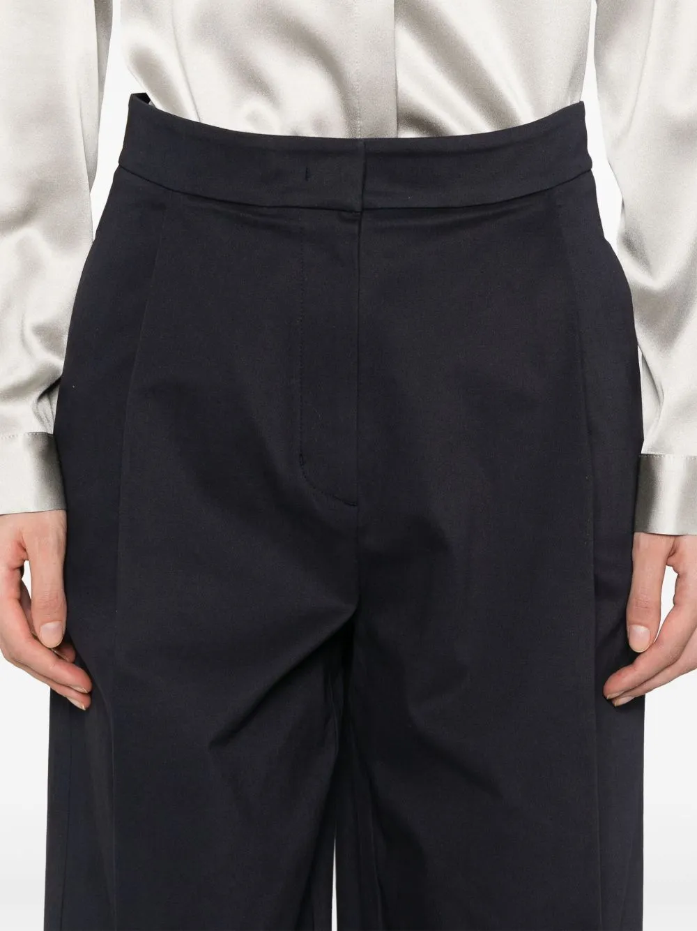Cotton wide-leg trousers