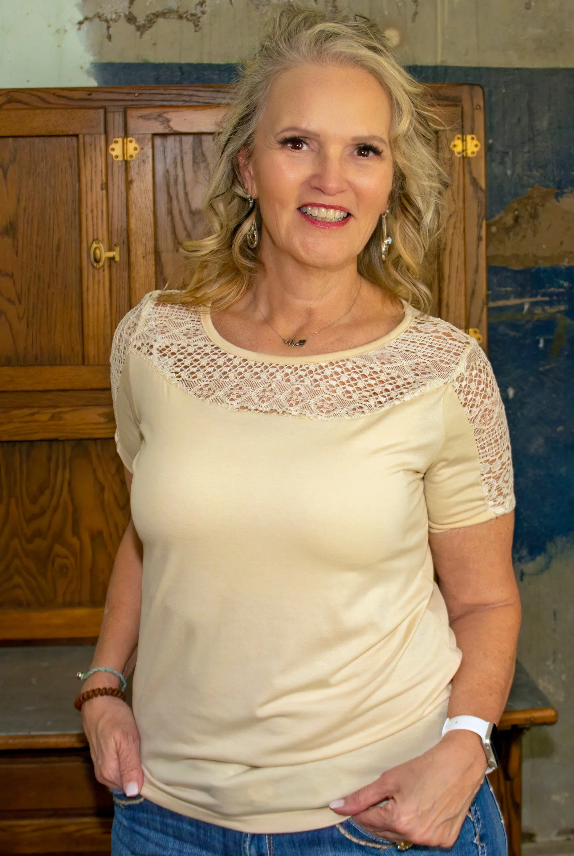Creamy Laced Top
