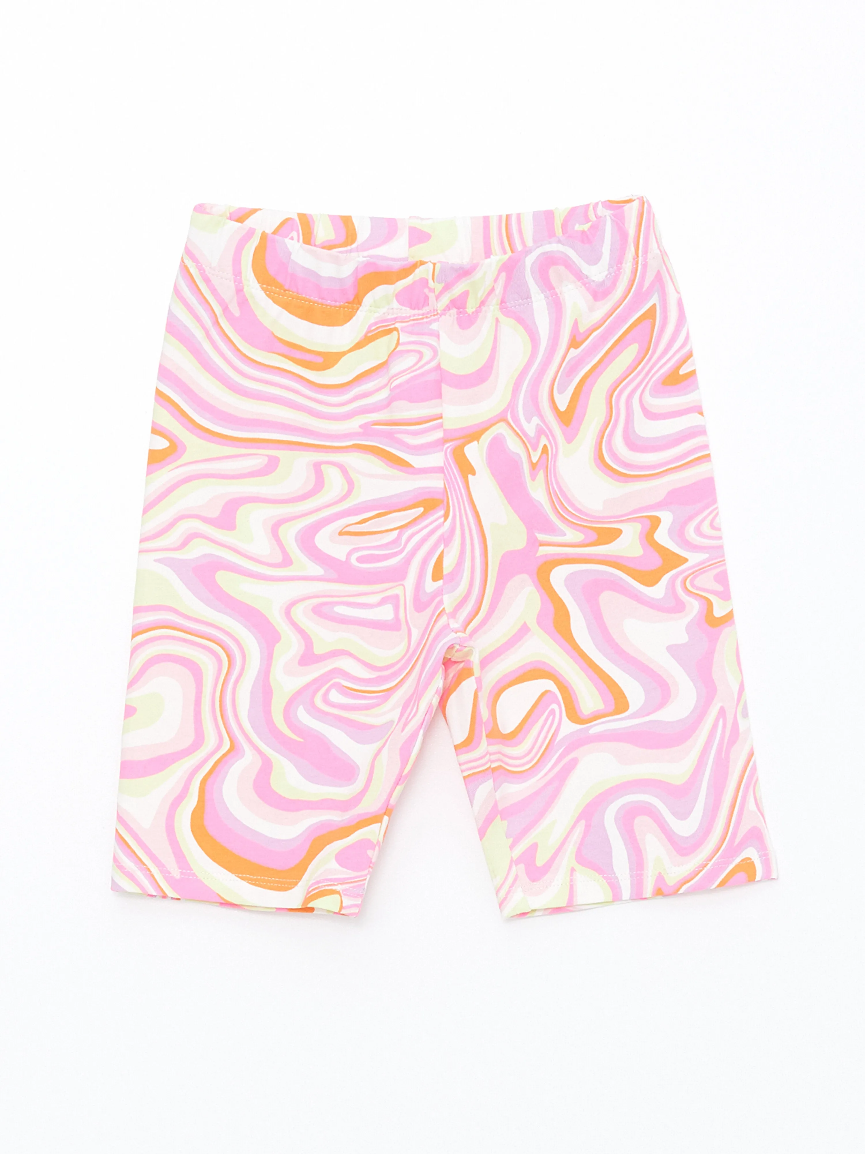 Crew Neck Printed Short Sleeve Girls T-Shirt and Tights