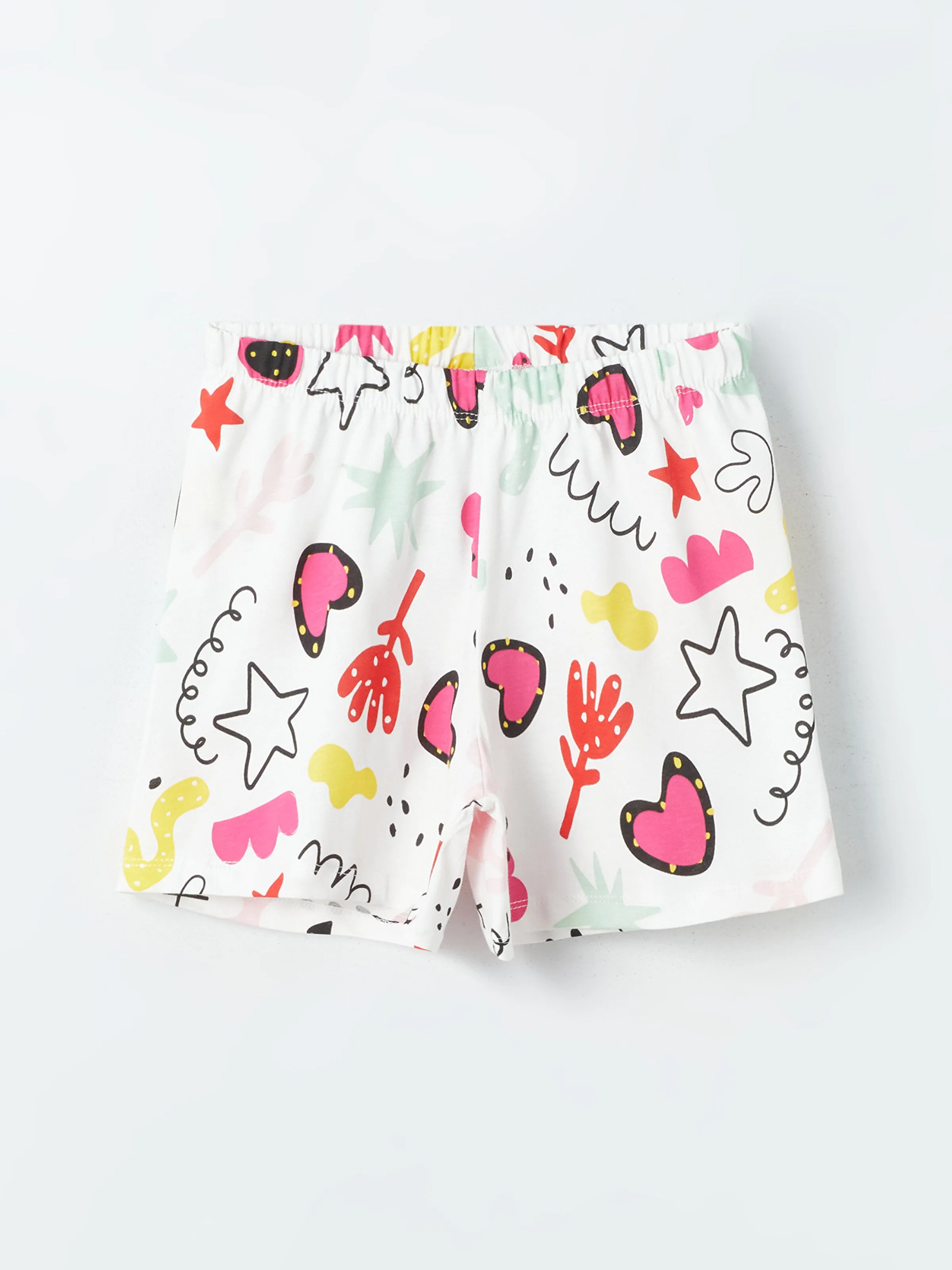 Crew Neck Short Sleeve Girls Pajama Set With Shorts