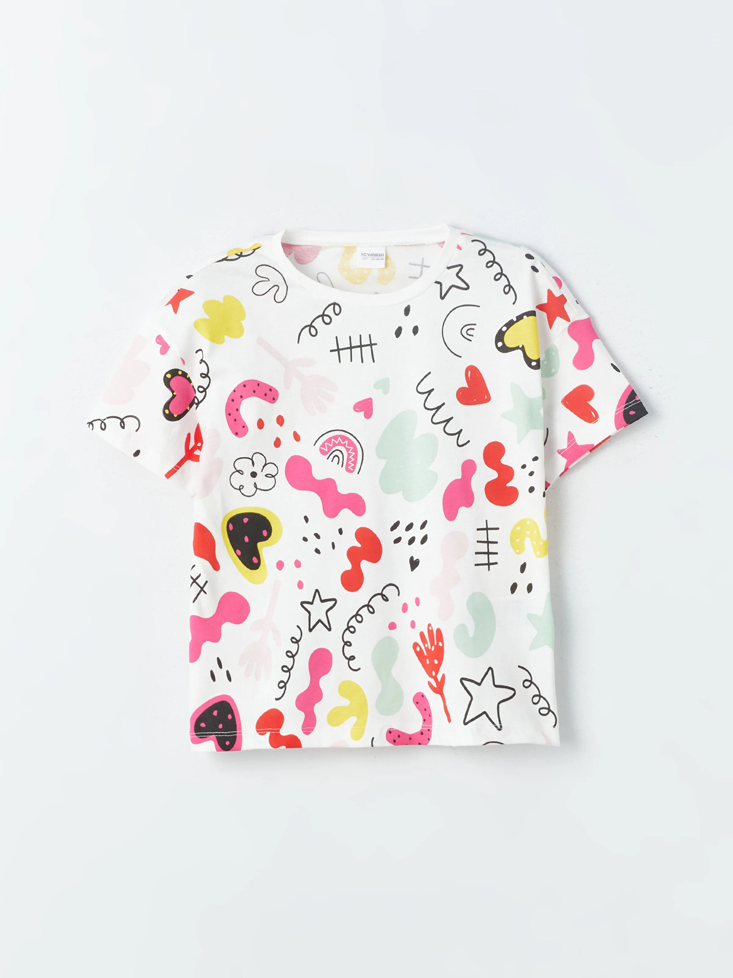 Crew Neck Short Sleeve Girls Pajama Set With Shorts