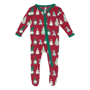 Crimson Gnomes Footie with 2-way zipper - Holiday