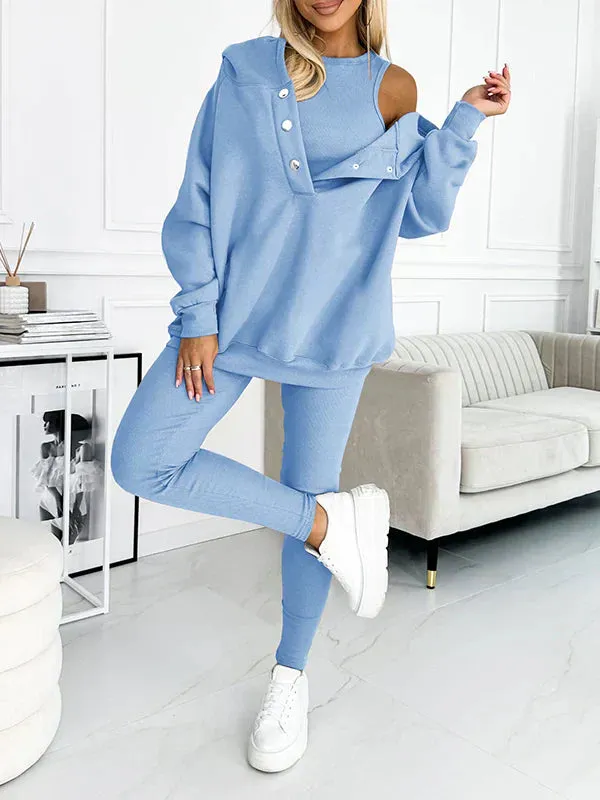 Crop Top, Hoodie and Fitted Leggings Set