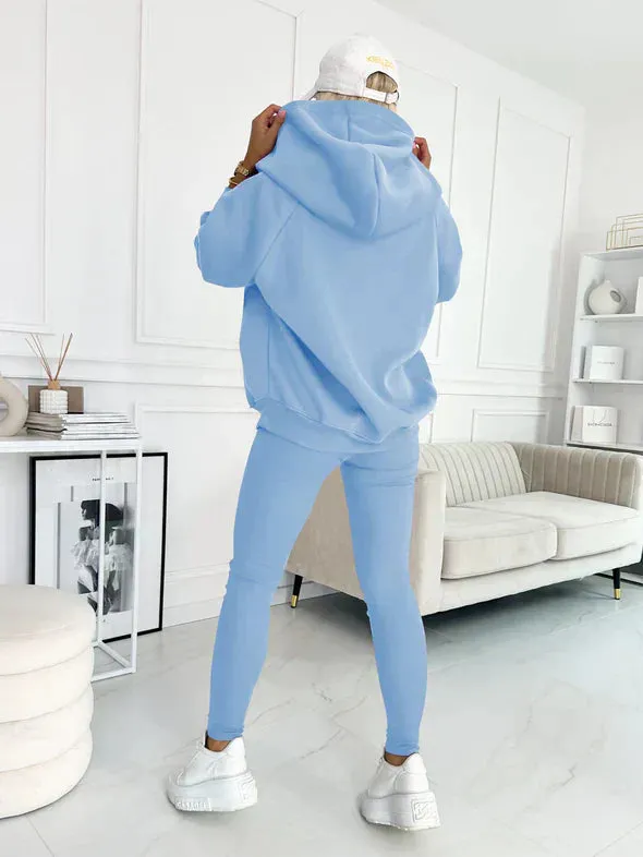 Crop Top, Hoodie and Fitted Leggings Set