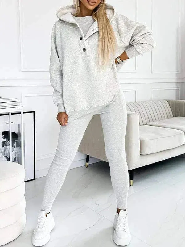Crop Top, Hoodie and Fitted Leggings Set