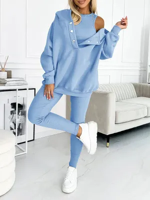 Crop Top, Hoodie and Fitted Leggings Set