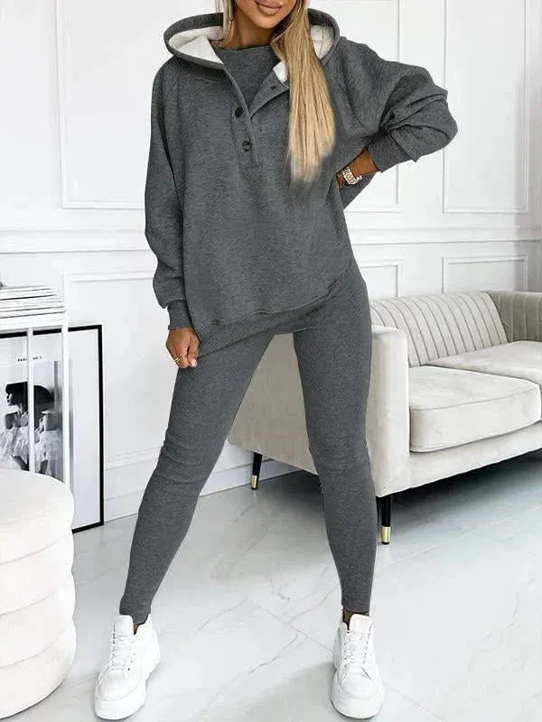 Crop Top, Hoodie and Fitted Leggings Set