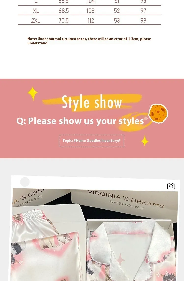 Cute Cat Print Summer New Thin Pajamas Women