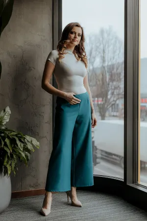 Decorative Zipper Wide-Leg Trousers