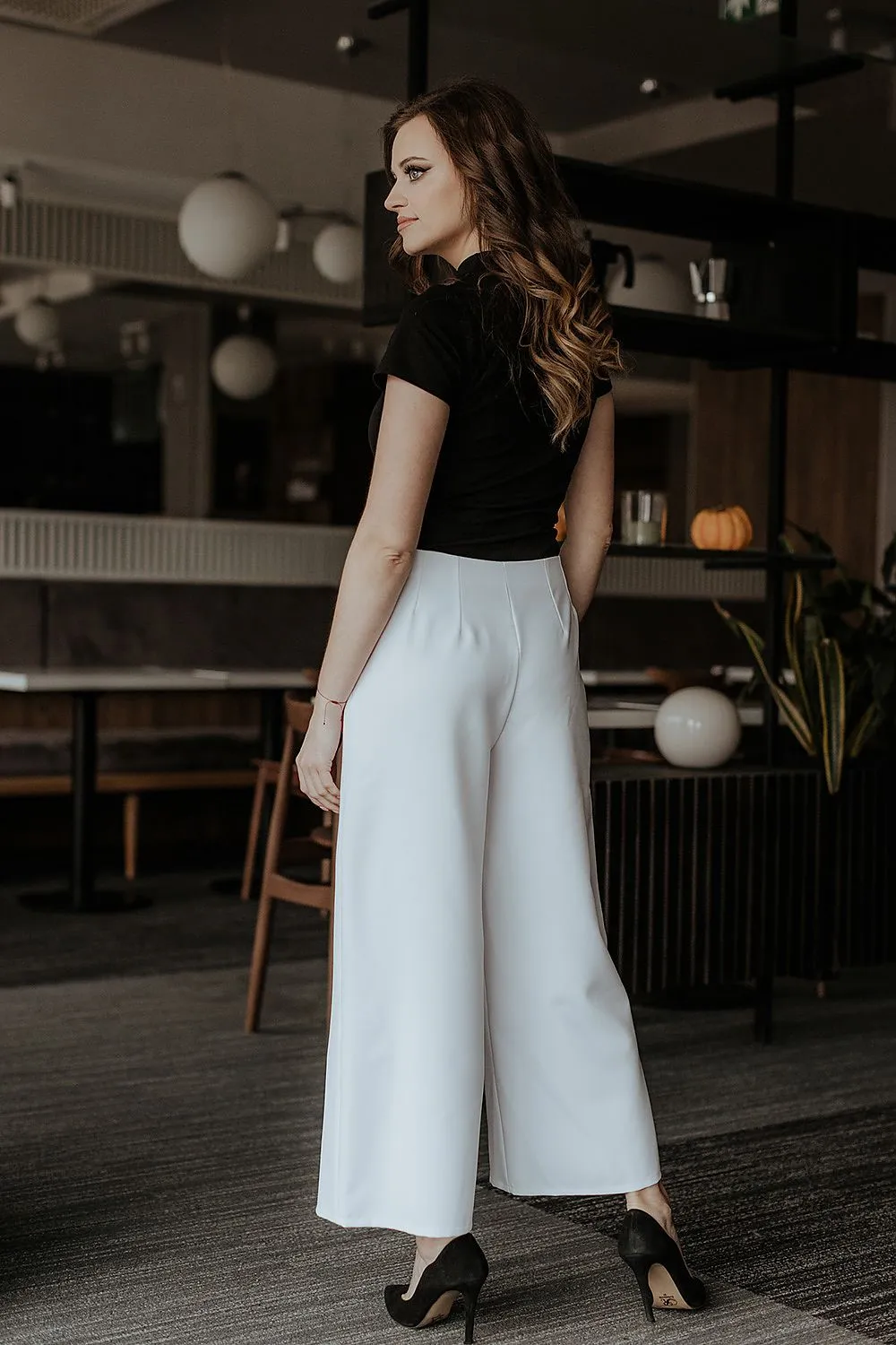 Decorative Zipper Wide-Leg Trousers