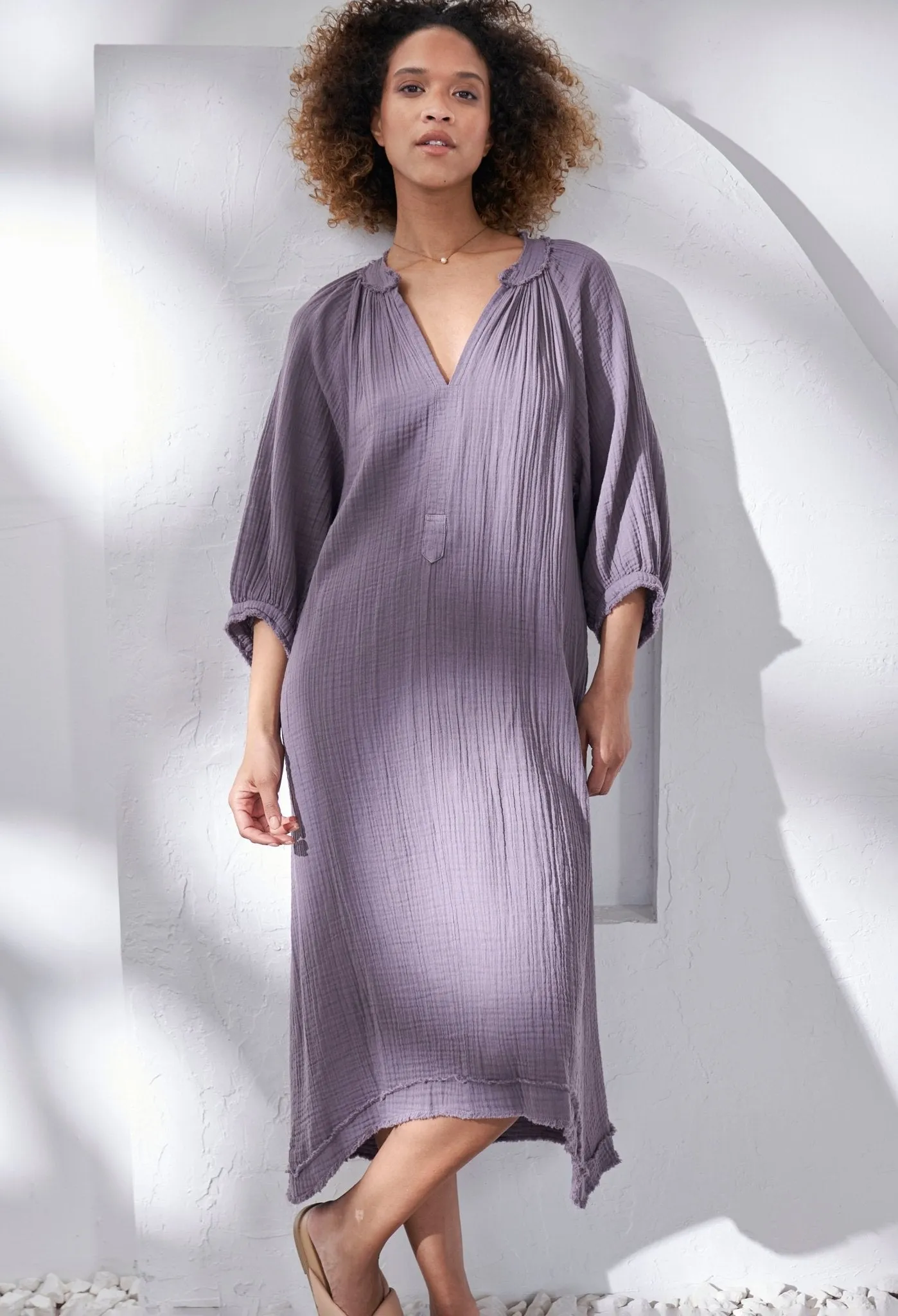 Desert Amethyst Gauze Dress with Pockets