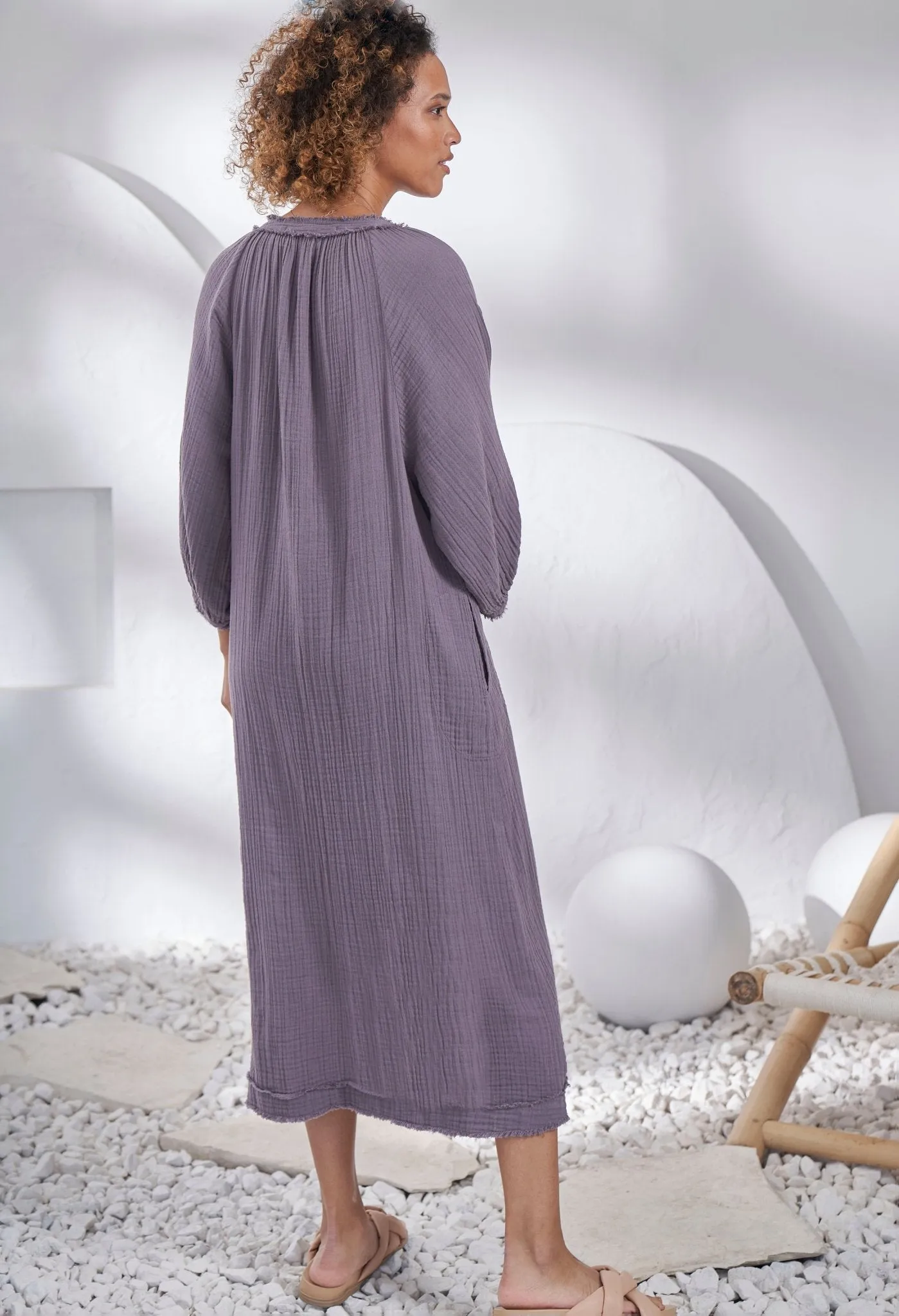 Desert Amethyst Gauze Dress with Pockets