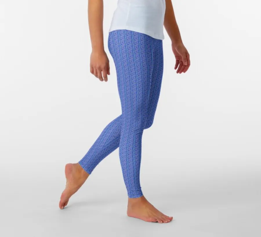 Designer Leggings - Deep Blue Antique Spirals