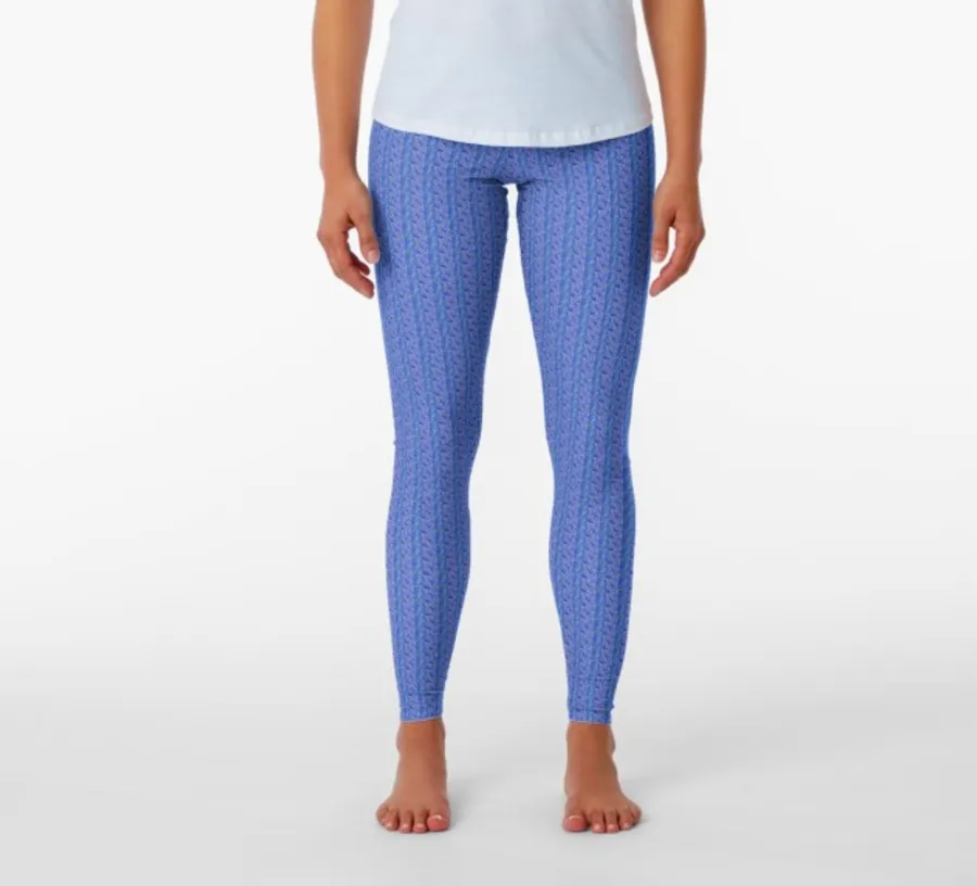 Designer Leggings - Deep Blue Antique Spirals
