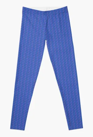 Designer Leggings - Deep Blue Antique Spirals