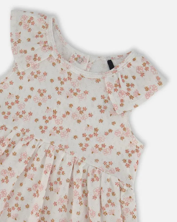 Deux Par Deux Jersey Pointelle Tunic and Leggings - Printed Pink Ditsy Floral