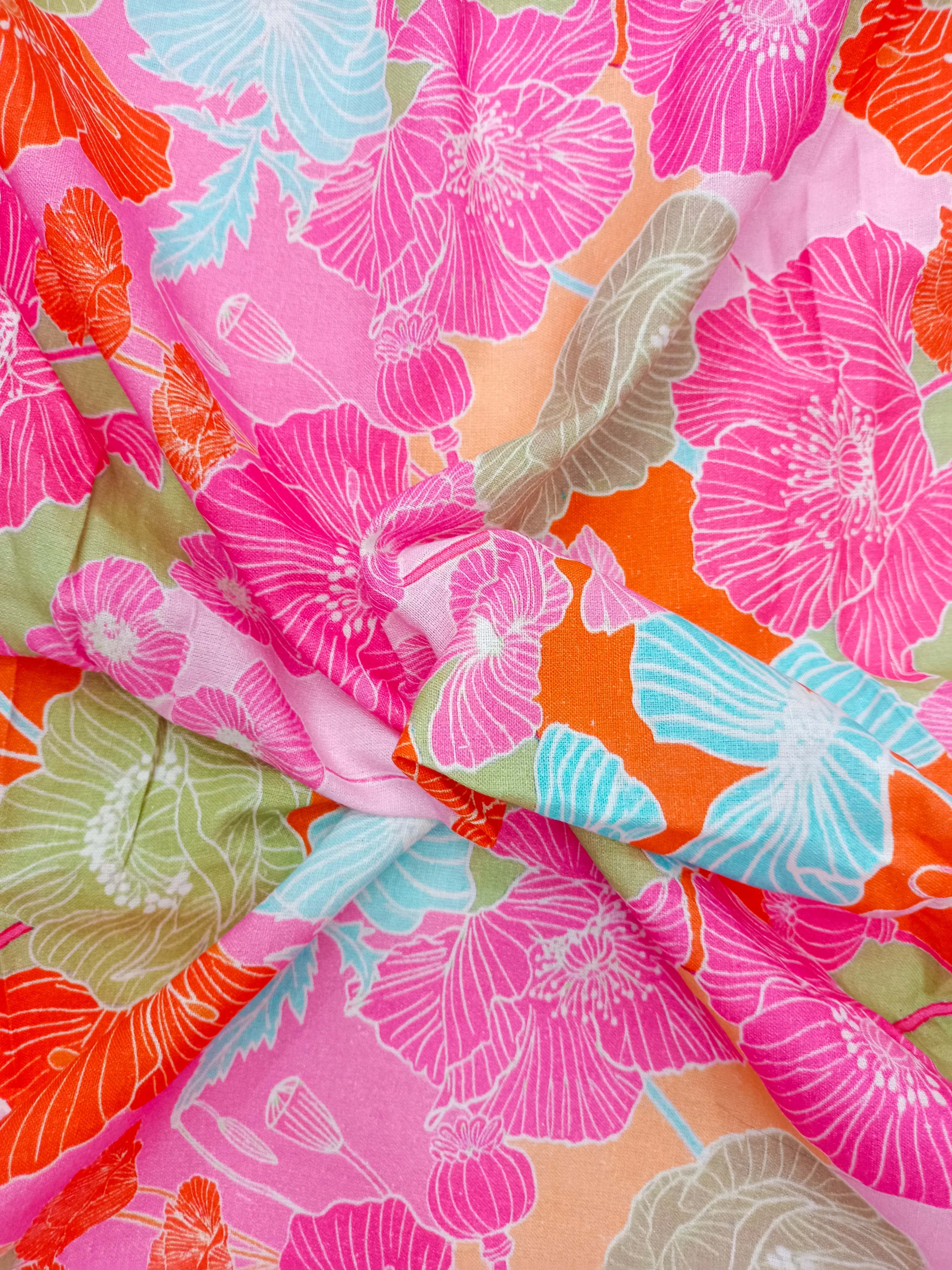 Digital Printed Linen Spun Cotton Soft Fabric