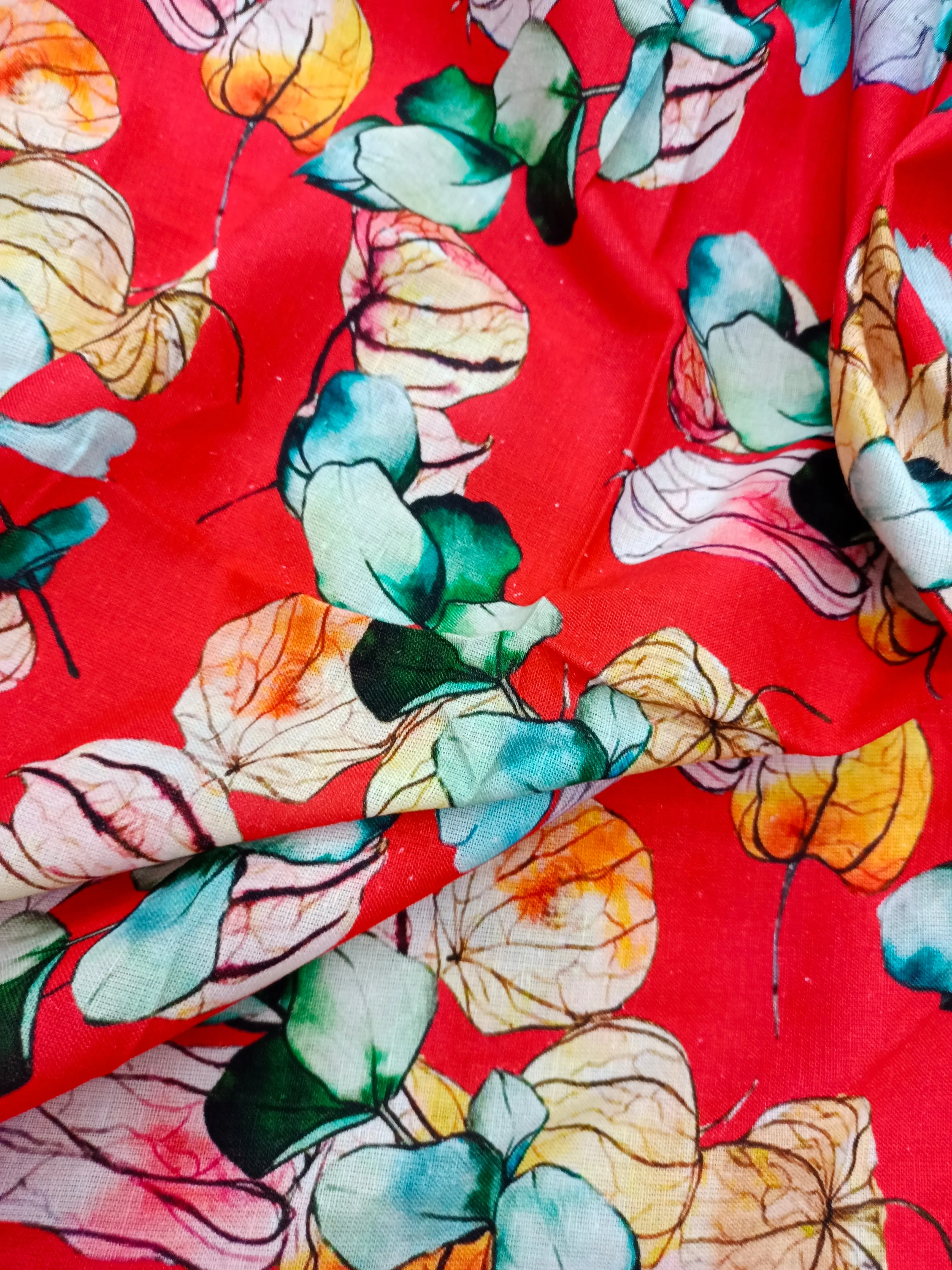 Digital Printed Linen Spun Cotton Soft Fabric