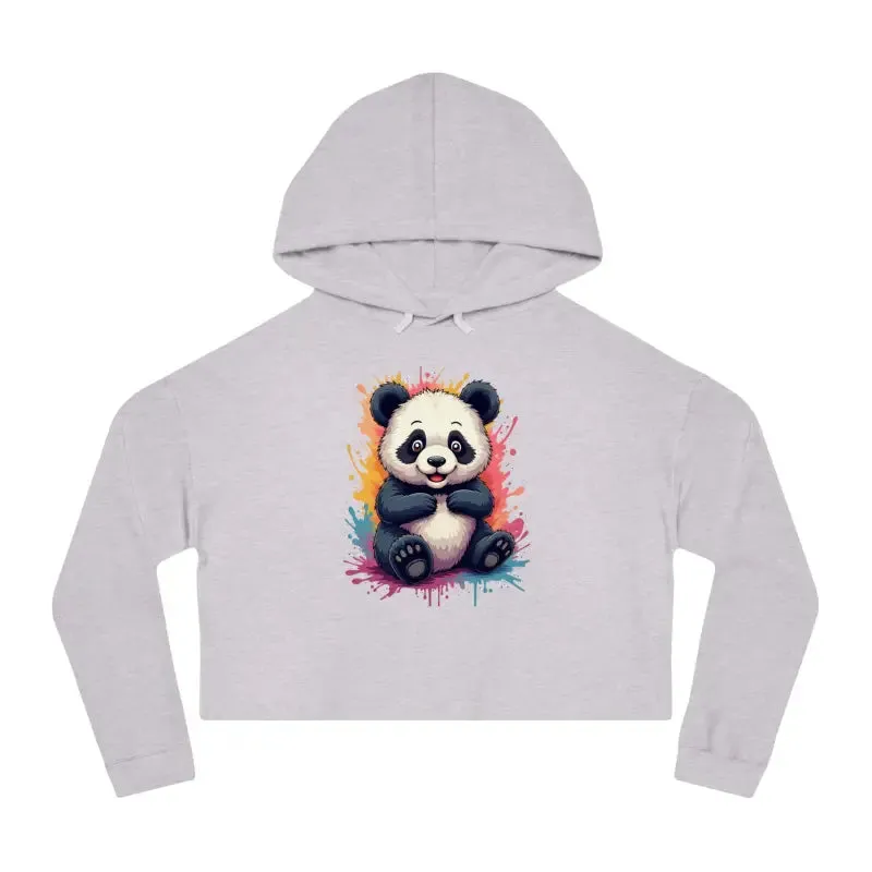 Dive in Panda Paint Splatter Cropped Hooded Sweatshirt