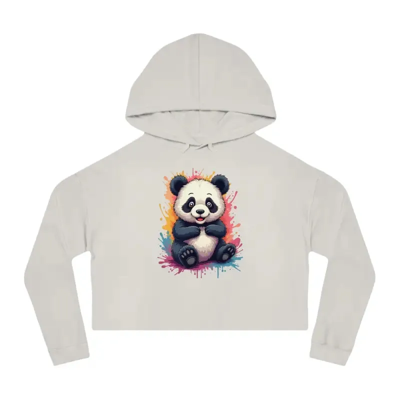 Dive in Panda Paint Splatter Cropped Hooded Sweatshirt