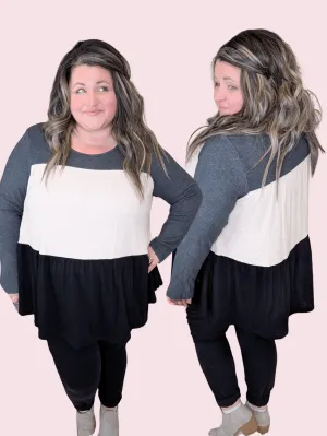 Donna Colorblock Flowy Tiered Top in Neutrals