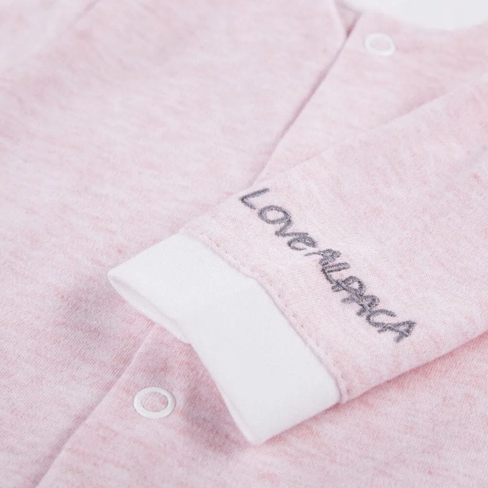 Early Baby Long Sleeved Top, "Love Alpaca" Embroidery - Pink