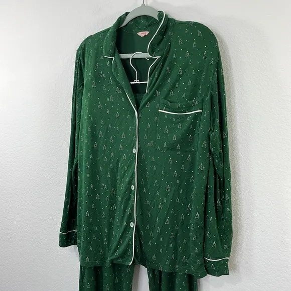 Eberjey 2pc set Gisele Printed TENCEL Modal Long Winterpine Forest size Small