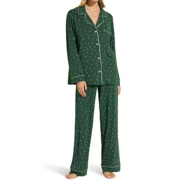 Eberjey 2pc set Gisele Printed TENCEL Modal Long Winterpine Forest size Small