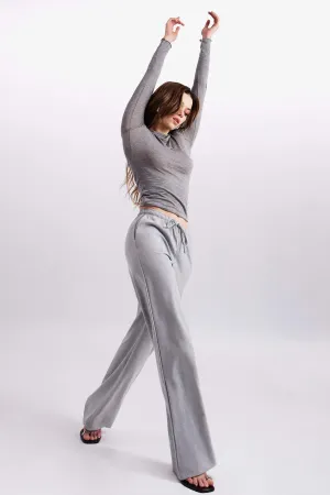 Elastic Waist Wide Leg Fabric Trousers