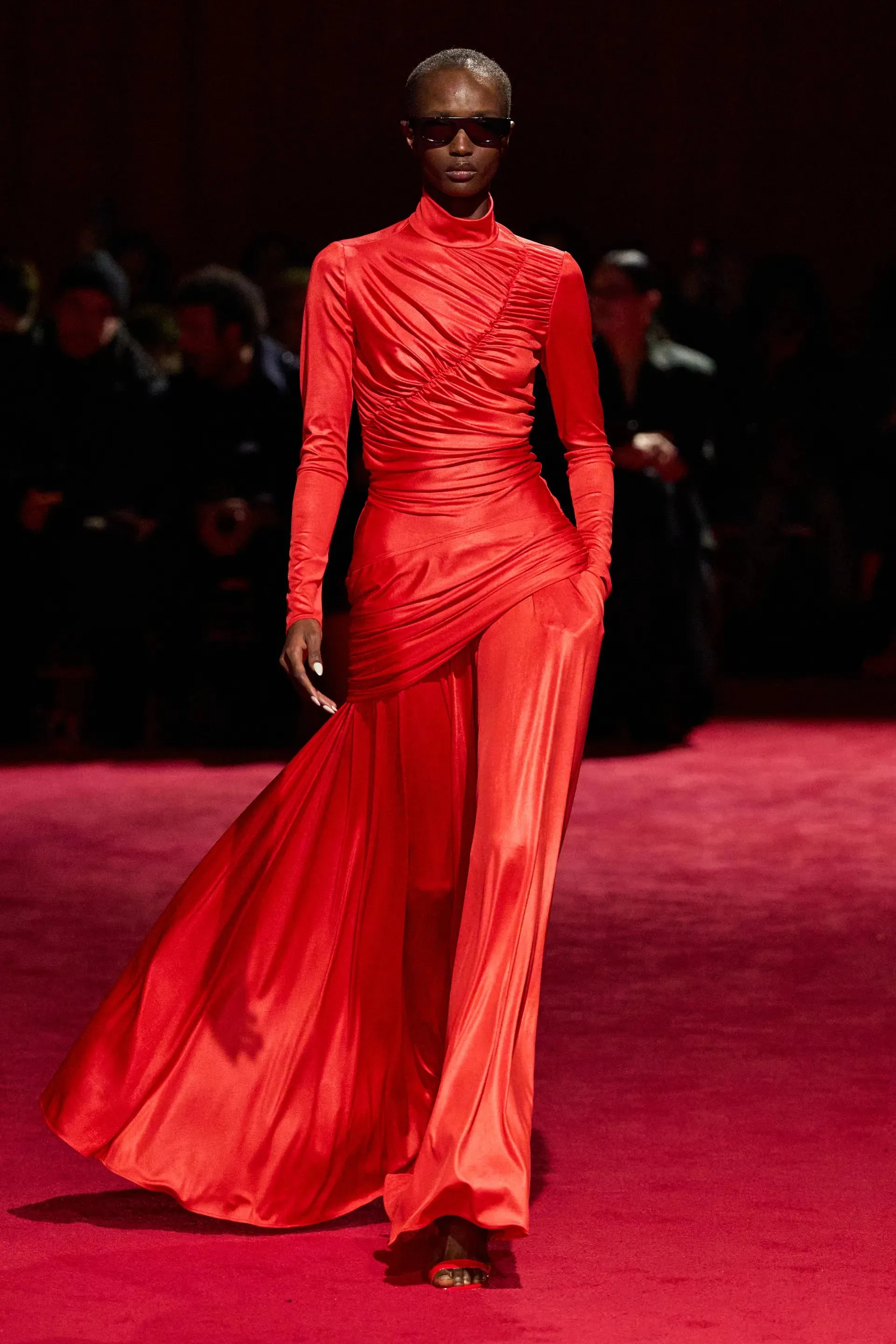 Electric Red Jersey Wide Leg Trousers