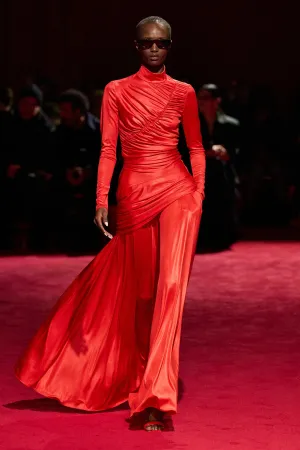 Electric Red Jersey Wide Leg Trousers