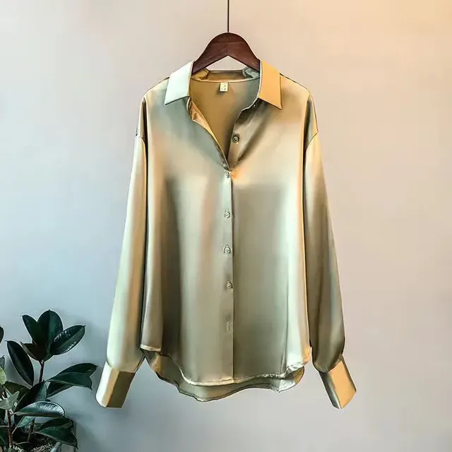 Elegant Women's Silk Button-Up Shirt