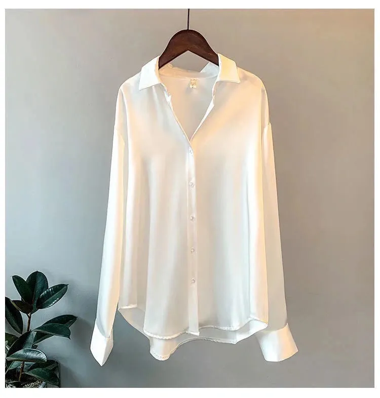 Elegant Women's Silk Button-Up Shirt
