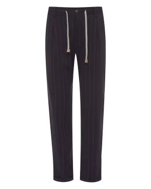 ELEVENTY - JOGGER *Draw String* Blue Chalk Stripe Dress/Casual Pants- 36W