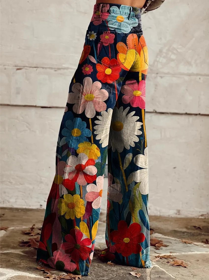 Emilia - wide floral trousers