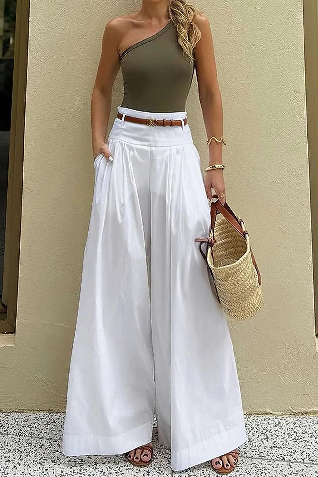 Eugenia - Elegant High Waist Woman's Wide Leg Trousers