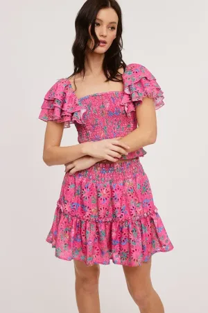 Floral Eyelet Ruffle Top