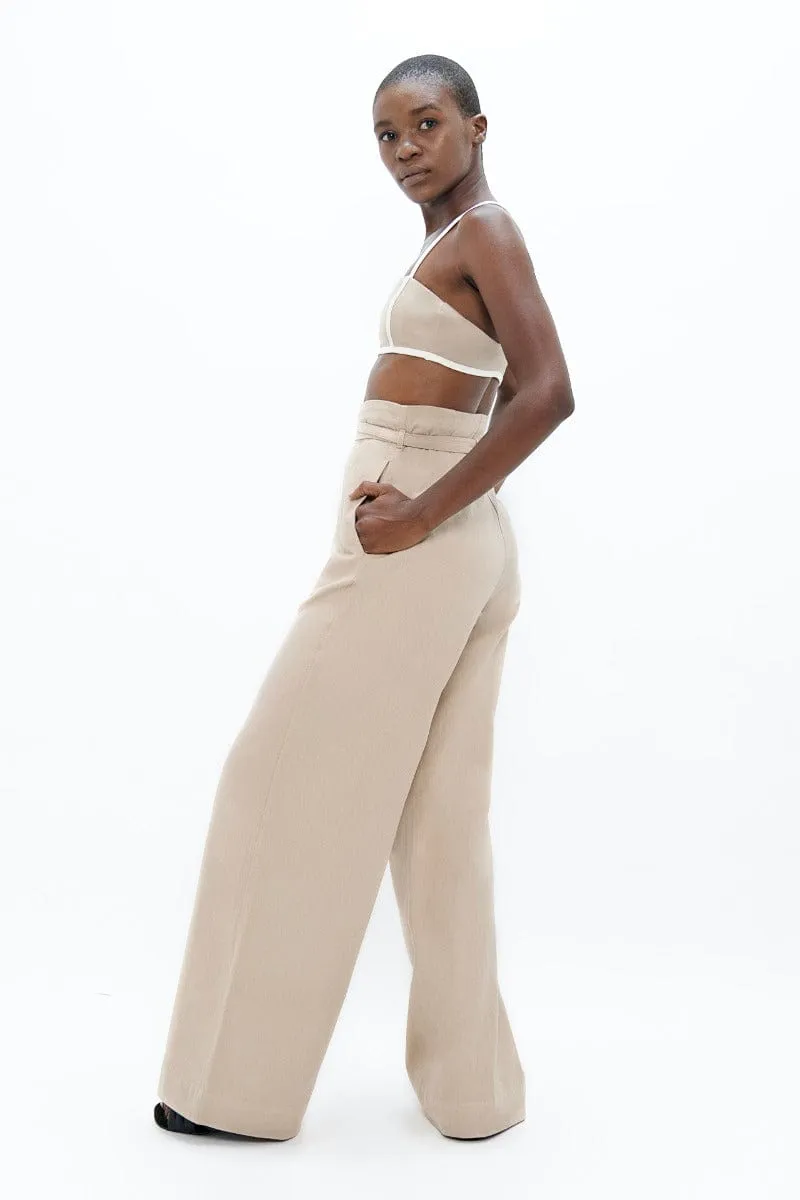Florence Organic Cotton Wide Leg trousers | Sand