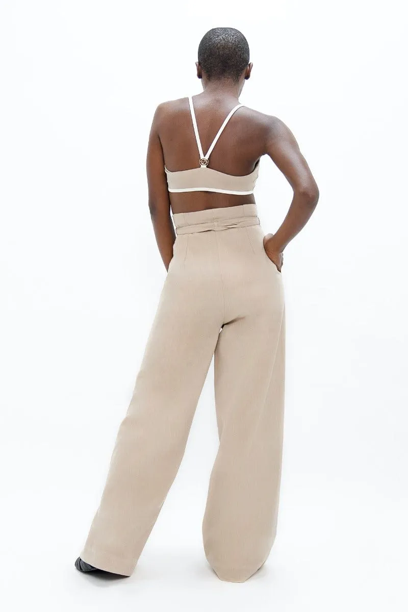 Florence Organic Cotton Wide Leg trousers | Sand