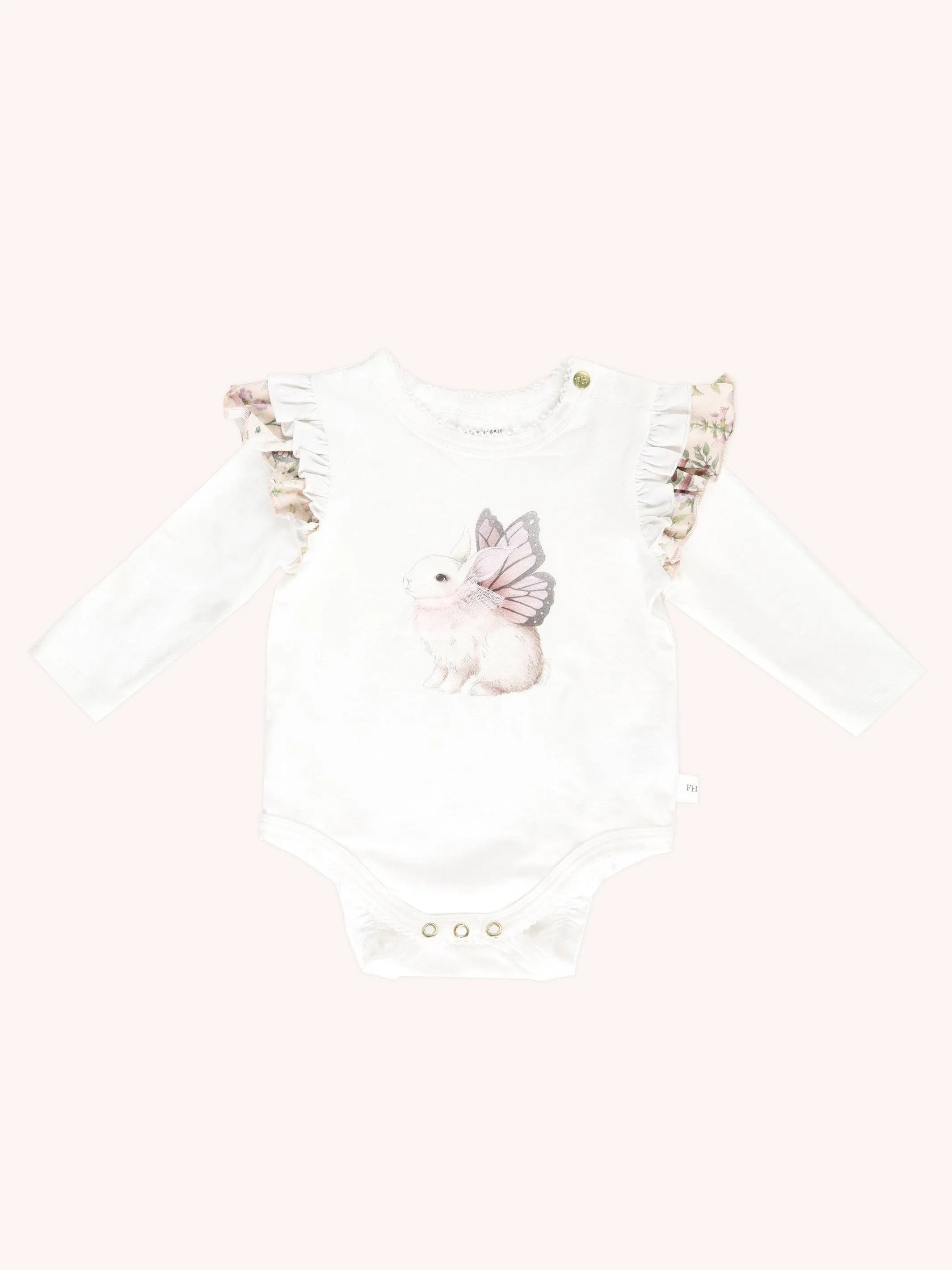 'Flutterbunny' Delightful Frill Bodysuit - Snow