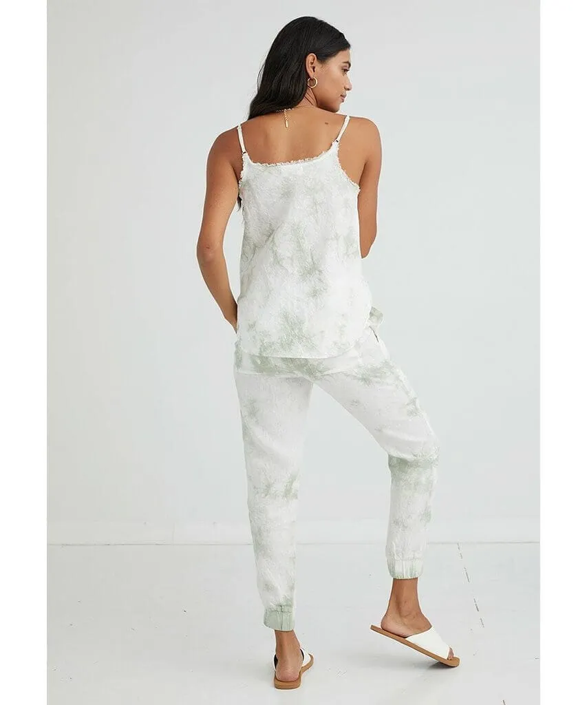 Frayed Cami Soft Mint Tie Dye