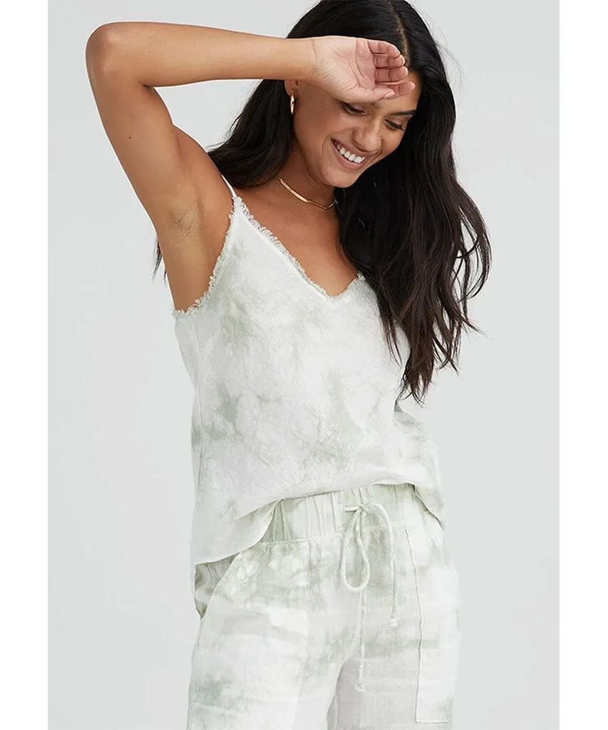 Frayed Cami Soft Mint Tie Dye