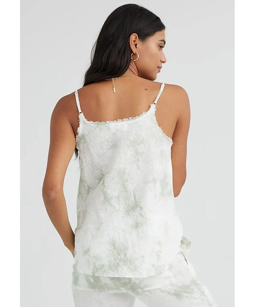 Frayed Cami Soft Mint Tie Dye