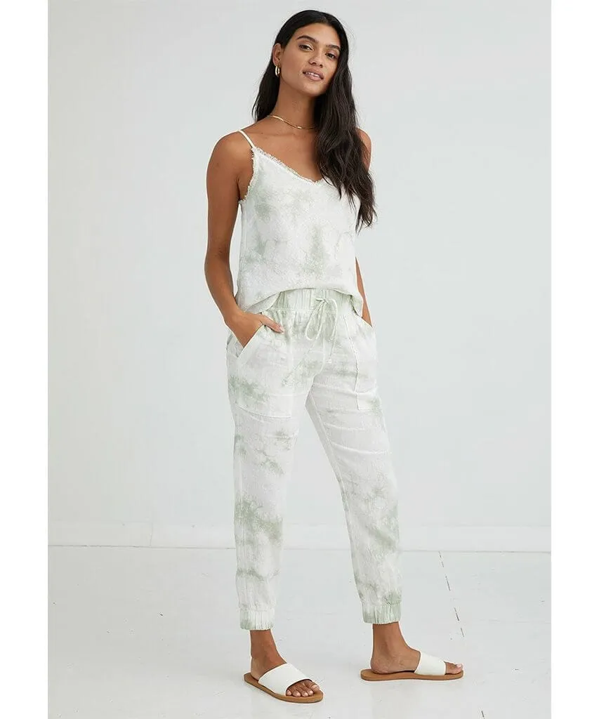 Frayed Cami Soft Mint Tie Dye